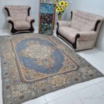 روفرشی مخمل شانل 2رو رنگ طوسی طرح گلریز طرح نیکسیما کد 210