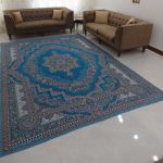 روفرشی طرح نیلوفر کد 001 سایز 12 متری رنگ آبی فیروزه