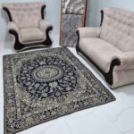 روفرشی 2رو مخمل شانل 3 متری طرح سپیده رنگ سرمه ای