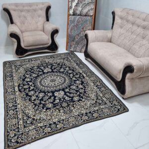 روفرشی 2رو مخمل شانل 3 متری طرح سپیده رنگ سرمه ای