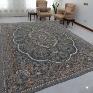 طرح گلنگار 007 مخمل 2رو دورو سایز 6 متری و 12 متری رنگ طوسی