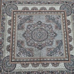 روفرشی زیرانداز 1 نفره 1 متری 1در 1 رنگ طوسی مخمل زرکدار طرح باغ بهشت