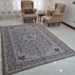 روفریش طرح نایینی کد گلنگار 500 مخمل زرکدار سایز 6 متری رنگ طوسی