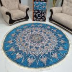 رومیزی روفرشی گرد قطر 2 در 2 رنگ آبی فیروزه