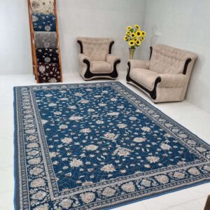 روفرشی12متری و 9 متری و 6 متری طرح افشان رنگ آبی فیروزه طرح گلنگار 100 مخمل شانل ابریشم