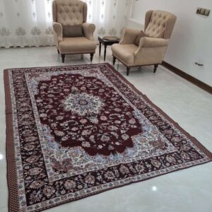 روفرشی طرح نایینی کد گلنگار 500 سایز 12 متری رنگ زرشکی