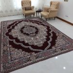 روفرشی مخمل شانل زرکدار طرح حوض نقره رنگ زرشکی