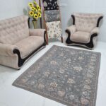 روفرشی 3 متری رنگ طوسی طرح افشان مخمل شانل ابریشم طرح گلنگار 100