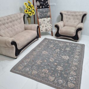 روفرشی 3 متری رنگ طوسی طرح افشان مخمل شانل ابریشم طرح گلنگار 100