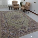 روفرشی مخمل زرکدار 9 متری طرح ذیبا رنگ نخودی کد نیلوفر005