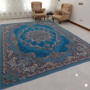 روفرشی طرح دیبا سایز 12 متری رنگ آبی فیروزه