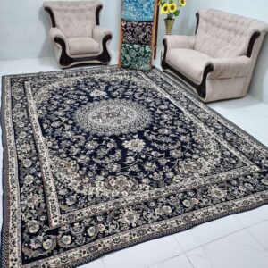 روفرشی 9 متری ضخیم طرحسپیده طرح نیکسیما کد 210 مخمل شانل دورو 2رو رنگ سرمه ای