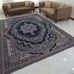 روفرشی 12 متری و 9 متری و 6 متری طرح باغ بهشت رنگ سرمه ای تولید شرکت وکیل بافت یزد