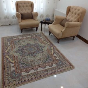 روفرشی 3 متری طرح باغ بهشت رنگ نخودی