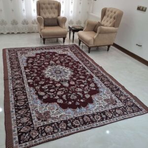 روفرشی طرح نایینی سایز 6 متری رنگ زرشکی کد گلنگار 500