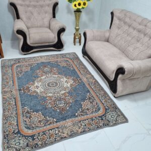 روفرشی 3متری ضخیم طرح گلریز طرح نیکسیما کد 210 رنگ طوسی مخمل دورو