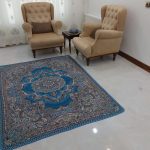 روفرشی 3 متری ضخیم طرح دیبا رنگ آبی فیروزه