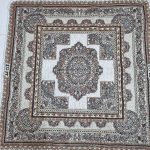 روفرشی زیرانداز 1 نفره 1 متری 1در 1 رنگ کرم مخمل زرکدار طرح باغ بهشت