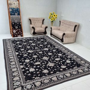 روفرشی طرح افشان سایز 12 متری و 9 متری و 6 متری رنگ سرمه ای کد گلنگار 100