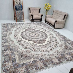 روفرشی طرح درخشان سایز 12 متری 6 متری رنگ کرم کد گلنگار 101