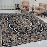 طرح گلنگار 007 مخمل 2رو دورو سایز 6 متری و 12 متری رنگ سرمه ای