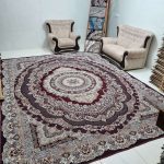 روفرشی طرح فرش 12 متری طرح درخشان گلنگار 101 رنگ زرشکی جنس مخمل شانل ابریشم