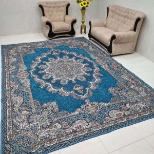روفرشی 12 متری و 9 متری و 6 متری طرح دیبا گلنگار 005 رنگ آبی فیروزه