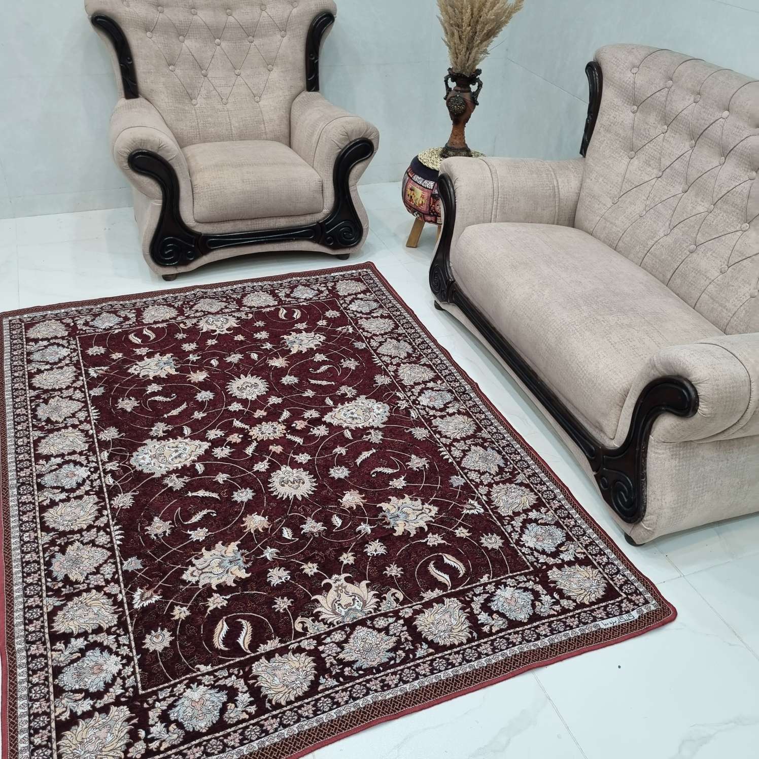 Compress_۲۰۲۵۰۸۱۷_۱۲۴۵۴۴_4071 روفرشی ۳ متری رنگ زرشکی طرح افشان - Image 1